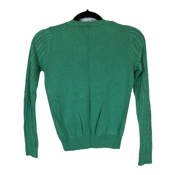 H&M Women's Green Ribbed Cable Knit Crew Neck Long Sleeve Sweater Size XS - Picture 5 of 5